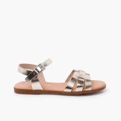 Leather Roman sandals for women and girls Gold