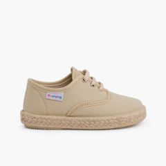 Canvas trainers with espadrilles laces and sole Sand