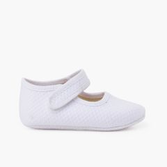 Baby Mary Jane quilted piqué hook-and-loop closure White
