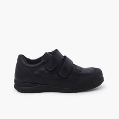 Double riptape reinforced toe school shoes Black