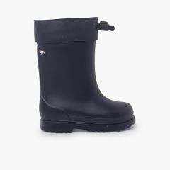 Sheepskin lining wellies adjustable fastener Navy Blue