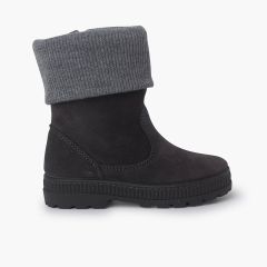 Children's Wool Collar Boots Grey
