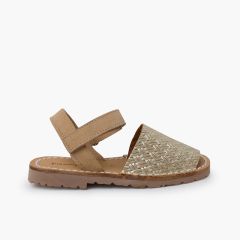 Avarcas Menorcan Sandals Metallic braided look  Gold