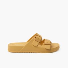 Lightweight EVA Rubber Sandals double buckles Dijon
