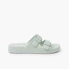 Lightweight EVA Rubber Sandals double buckles Mint