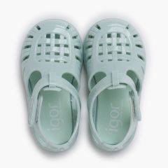 Glossy Jelly Sandals Adhesive Strap Mint