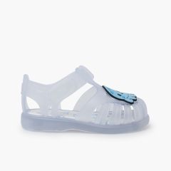 Octopus jelly sandals hook-and-loop fastener Blue