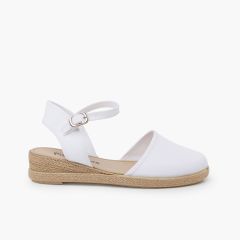 Wedge espadrilles buckle fastening White