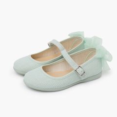 Ceremony Mary Janes with tulle back bow Mint