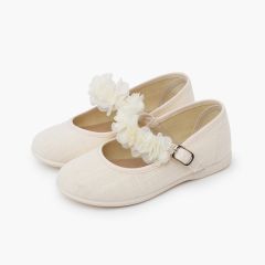 Ceremony Mary Janes flower straps Beige