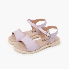Low-cut upper leather sandals Lavender