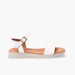 Girls’ and women’s leather sandals with gel insole White