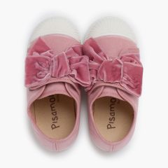 Velvet bow trainers Pink