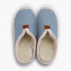 pure wood clogs herringbone pattern Sky Blue