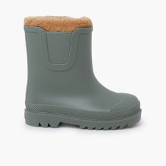 Kids' Chelsea synthetic sheepskin wellies Green