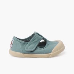 Barefoot canvas T-bar shoes Ocean