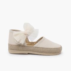 Baby espadrilles thin sole tulle bow Off-White