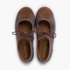 Two-tone mary janes thin bow Grey