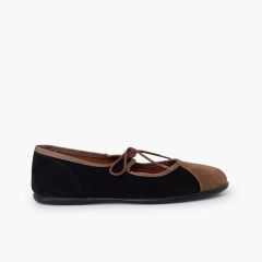 Two-tone mary janes thin bow Black