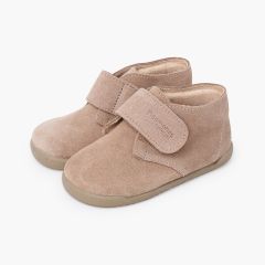 Barefoot suede boots hook-and-loop closure Sand