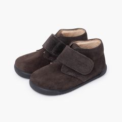 Barefoot suede boots hook-and-loop closure Grey