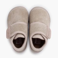 Barefoot Slippers Corduroy Hook-and-Loop Strap Stone