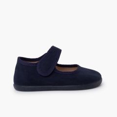 Barefoot serratex mary janes hook-and-loop strap Navy Blue