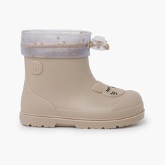 Barefoot Adjustable Wellies with Cat Beige