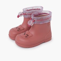 Barefoot Adjustable Wellies with Cat Pink