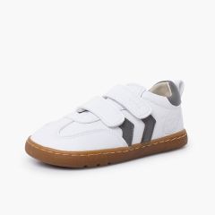 White barefoot children's trainers side bands Grey
