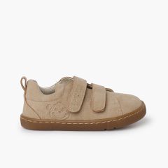 Barefoot trainers type textured leather Sand
