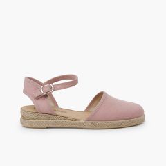 Fine linen wedge espadrilles Pastel Pink