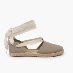 Valencian espadrilles with ribbons vegan leather Sand