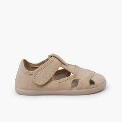 Barefoot washed canvas sandals for boys Stone
