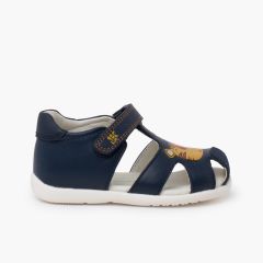 Garvalin unisex flexible sandals lion Navy Blue
