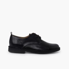Boys' leather lace-up blucher shoes Black