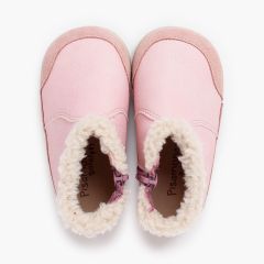 Barefoot boots neoleather shearling collar Pink