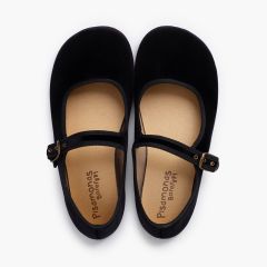 Women’s Velvet Barefoot Mary Janes Buckle Black