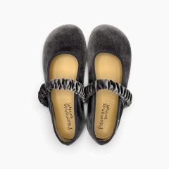 Velvet barefoot mary janes gathered strap Grey