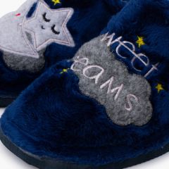 Slippers clogs fur-lined moon large sizes Navy Blue