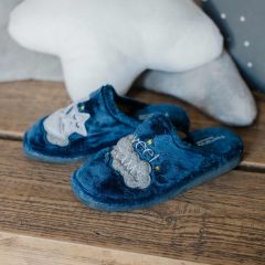 Slippers clogs fur-lined moon large sizes Navy Blue