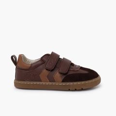 Kids’ Barefoot Trainers Side Stripes Brown