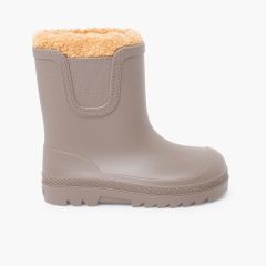 Barefoot wide Chelsea wellies shearling-like lining Taupe