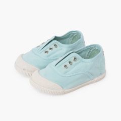 Barefoot canvas trainers without laces Aquamarine