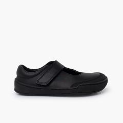 Barefoot leather school mary janes girls Black