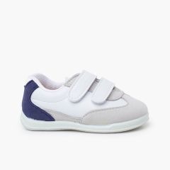Minimalist sport trainers coloured heel counter Blue denim