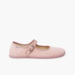 Barefoot suede-effect Mary Janes buckle women Pink