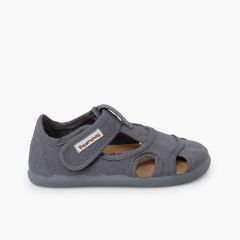 Barefoot canvas sandals children wide fastening asfalto