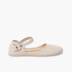 Low-cut barefoot Mary Janes women fine linen Sand