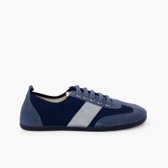 Barefoot canvas and suede trainers larger sizes Blue